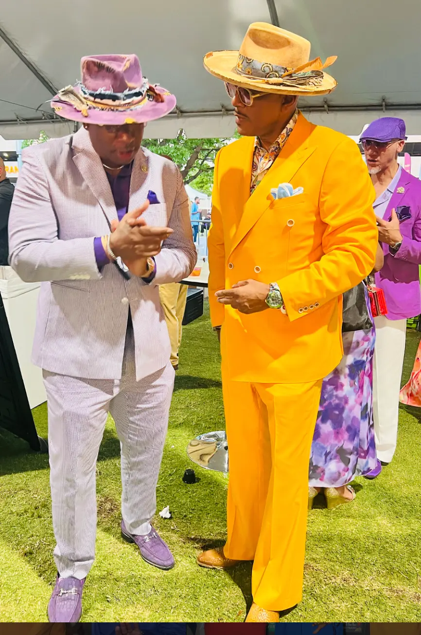 Kerry Kouture straw fedoras worn outdoors